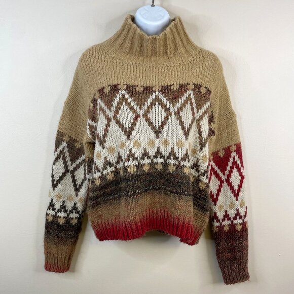 Elsamanda Cabincore Apres Ski Italian Wool Alpaca Sweater Size M Nature Forest - Picture 1 of 12